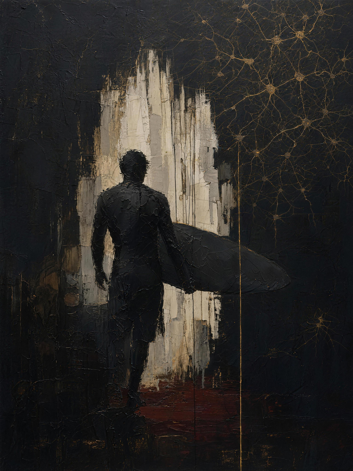 Surfer — Dark palette, 18 x 24 in float framed canvas