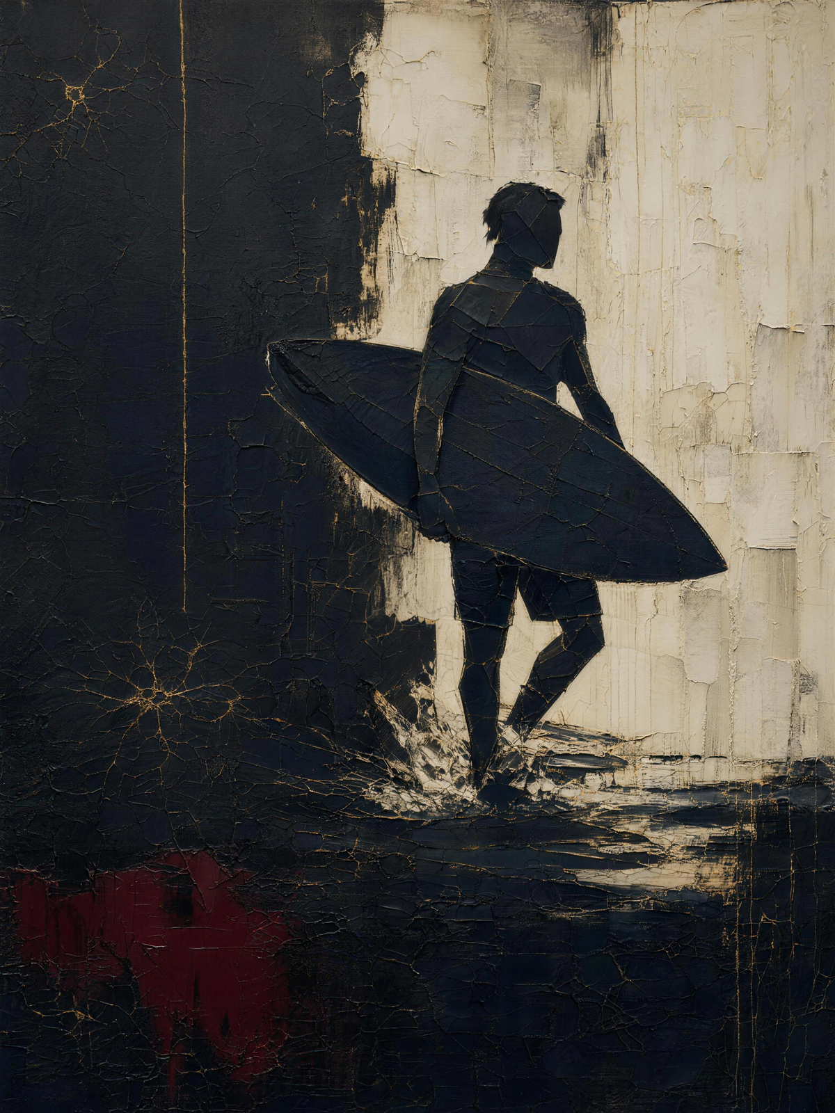 Surfer II — Dark palette, 18 x 24 in float framed canvas