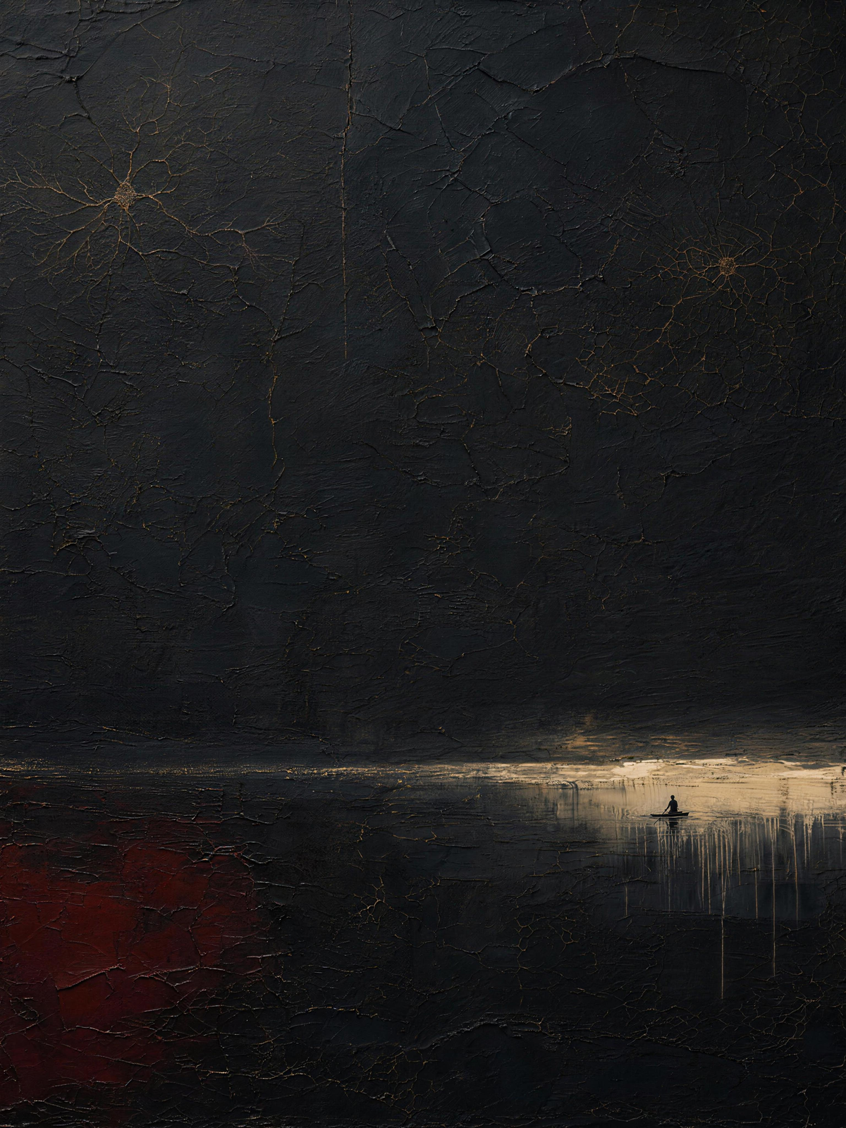 Surfer III — Dark palette, 18 x 24 in float framed canvas