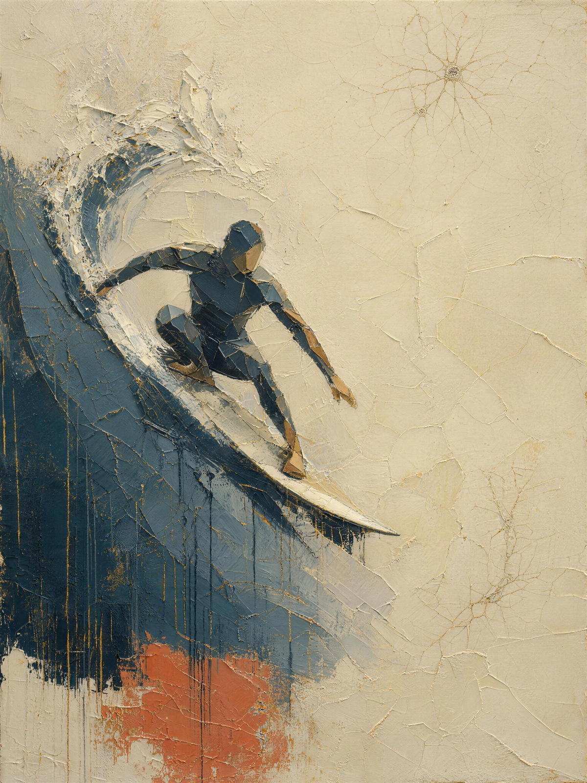 Surfer IV — Light palette, 18 x 24 in float framed canvas