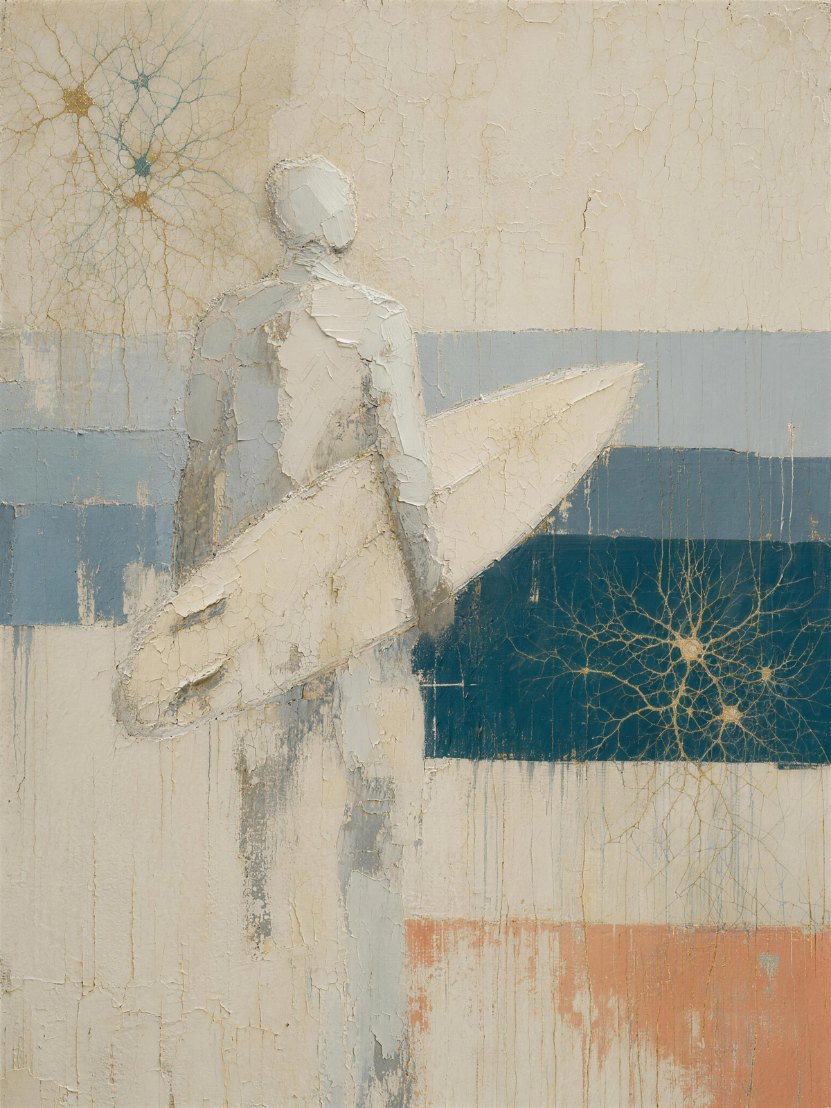 Surfer — Light palette, 18 x 24 in float framed canvas