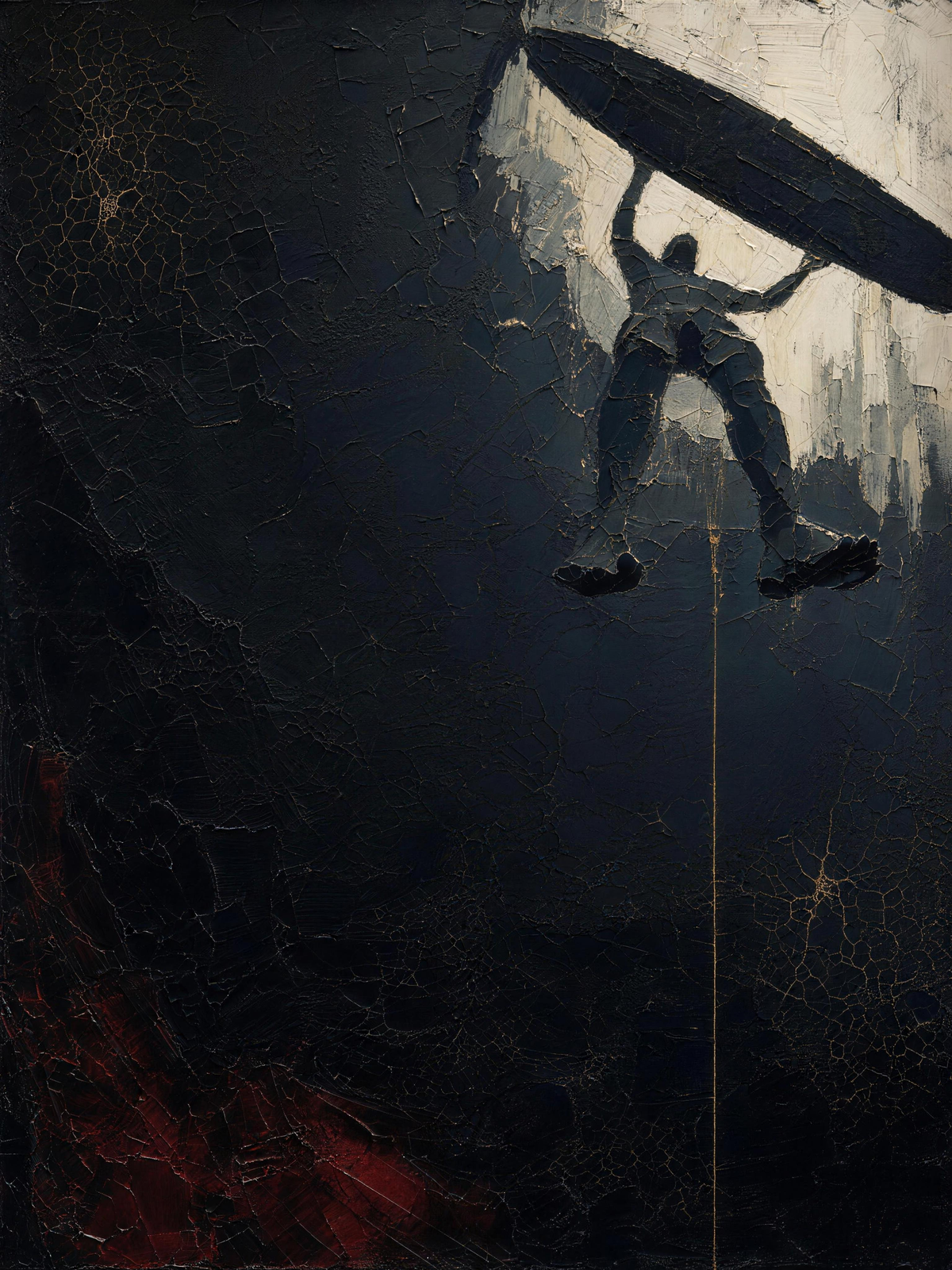 Surfer V — Dark palette, 18 x 24 in float framed canvas