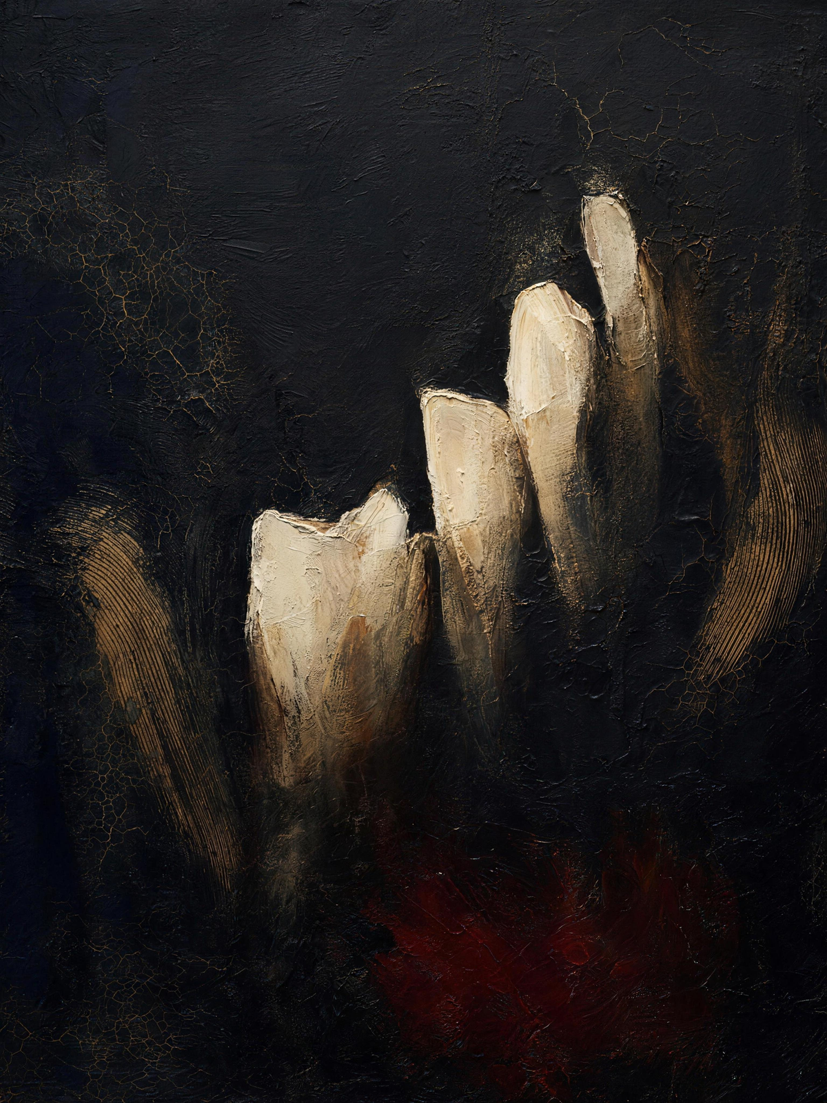 Teeth — Dark palette, 18 x 24 in float framed canvas