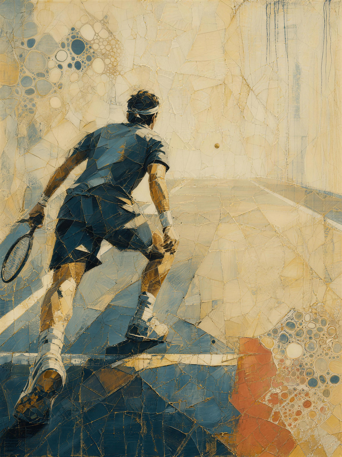 Tennis II — Light palette, 18 x 24 in float framed canvas