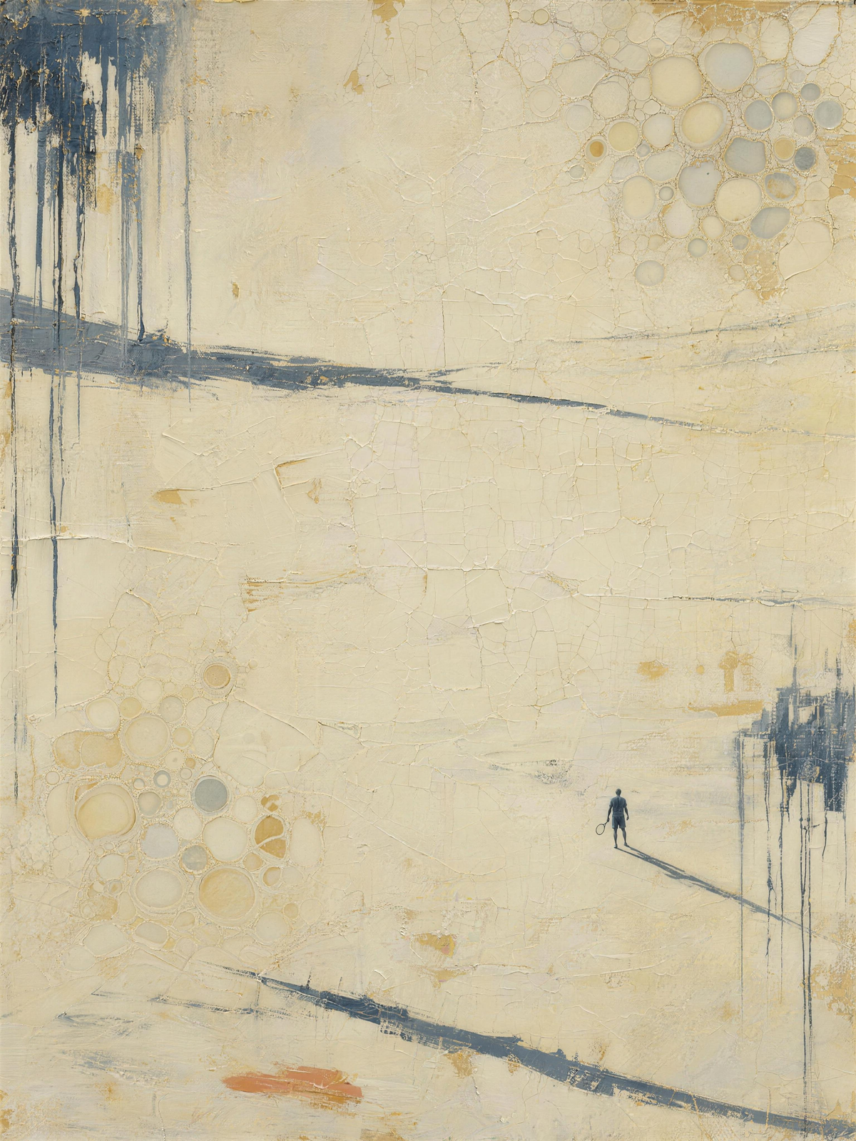 Tennis III — Light palette, 18 x 24 in float framed canvas