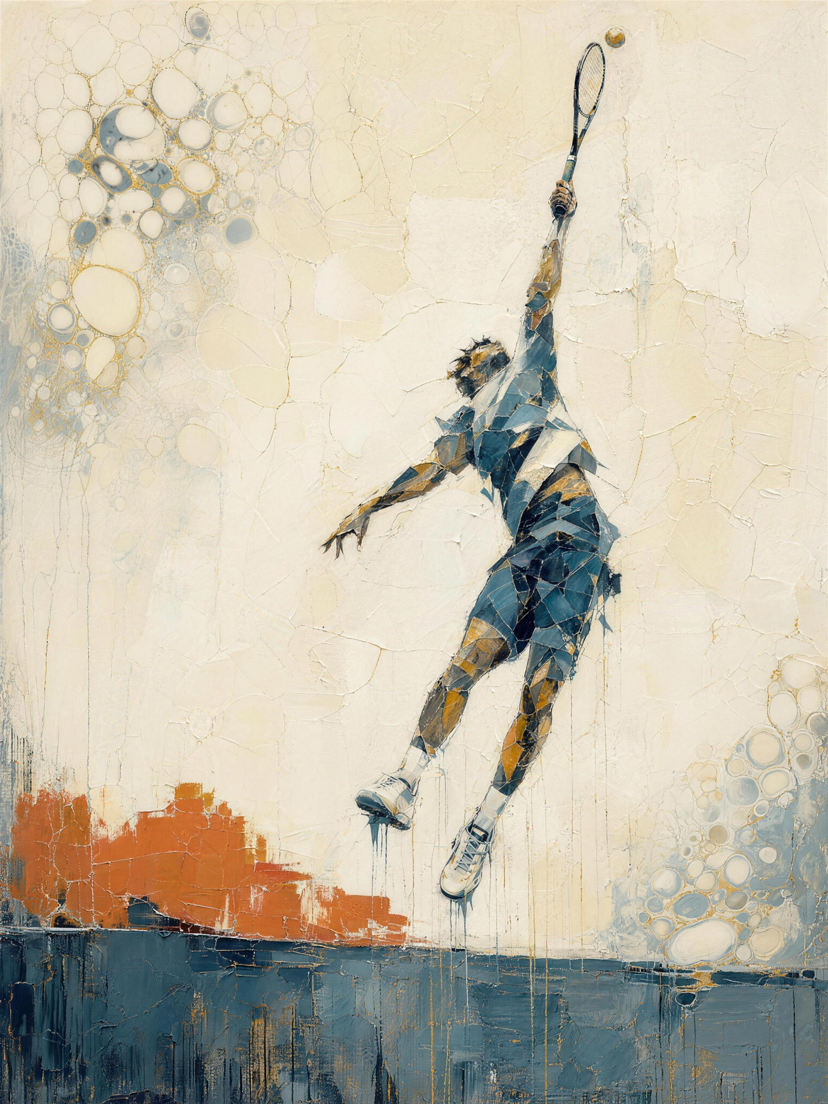 Tennis IV — Light palette, 18 x 24 in float framed canvas