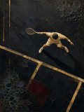 Tennis V — Dark palette, 18 x 24 in float framed canvas
