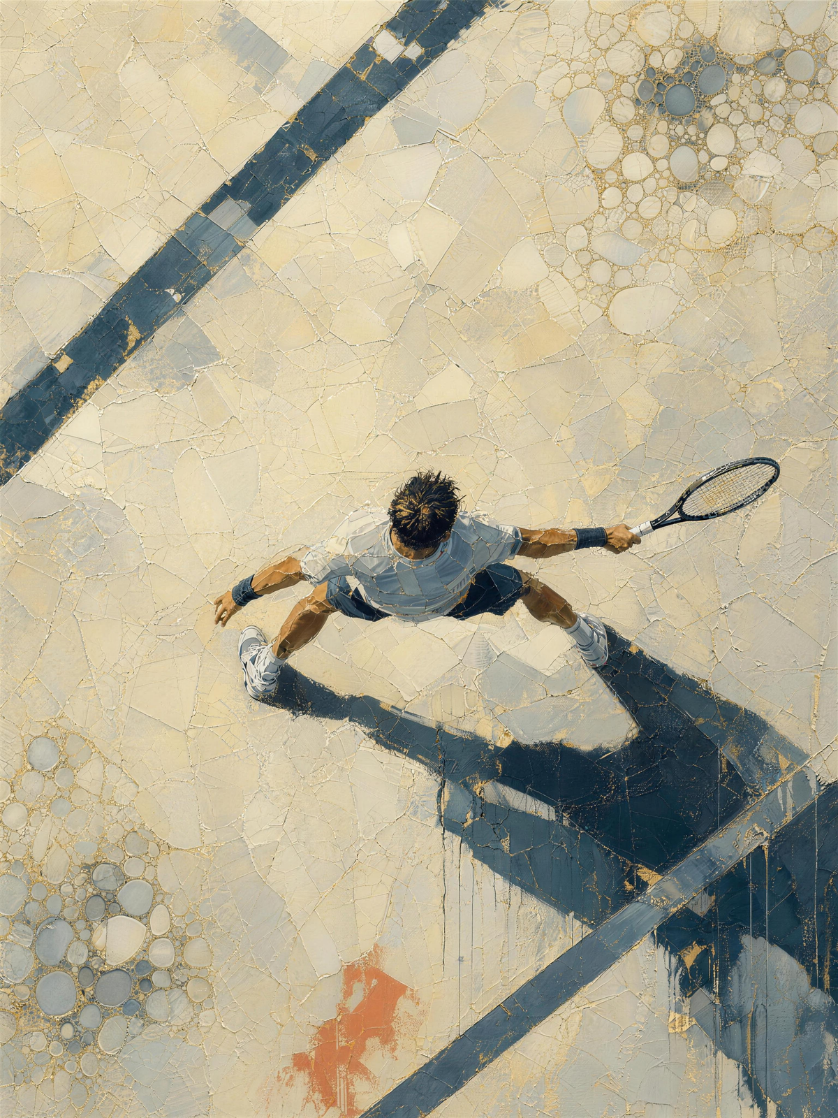 Tennis V — Light palette, 18 x 24 in float framed canvas