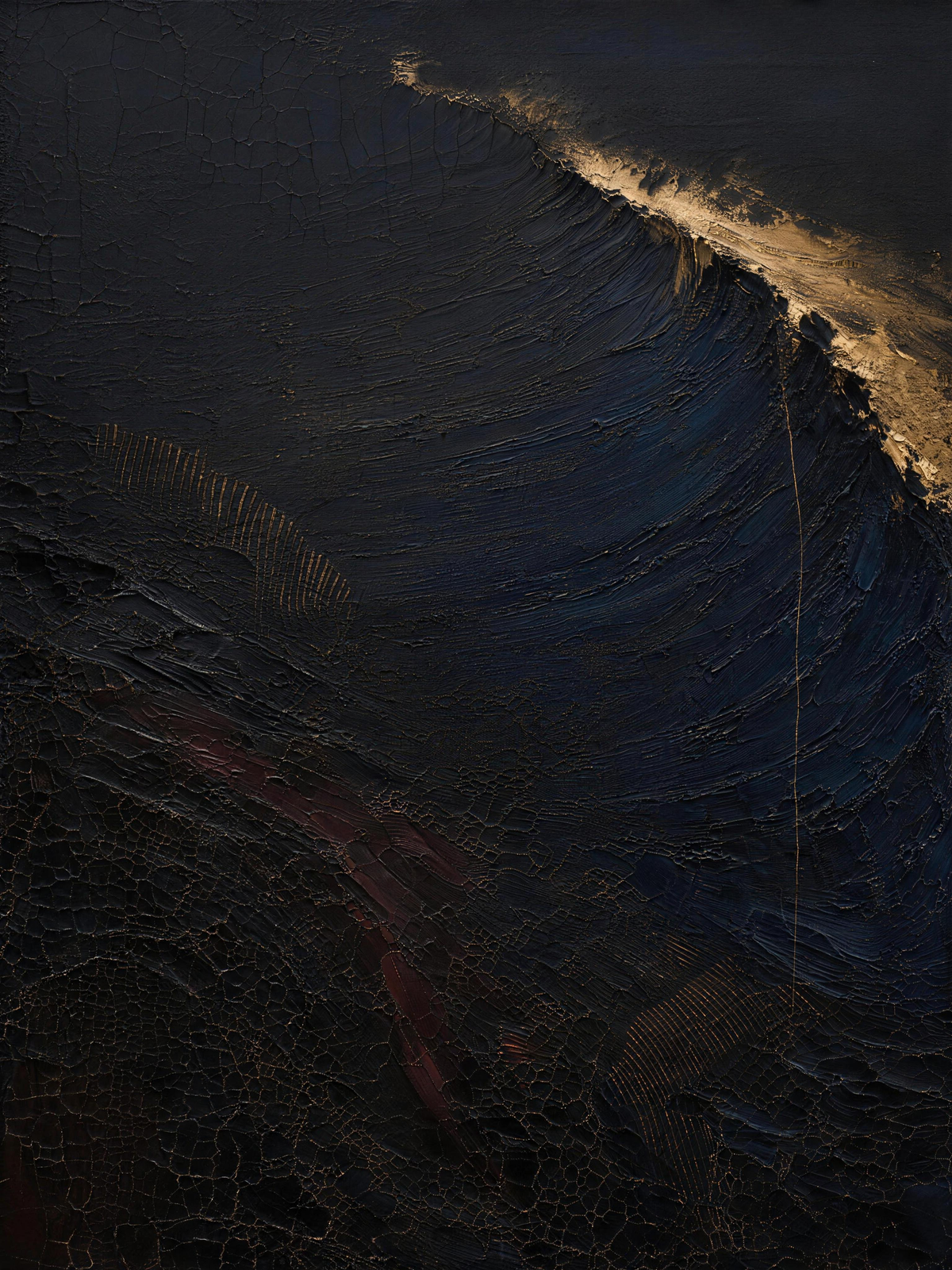 Wave II — Dark palette, 18 x 24 in float framed canvas