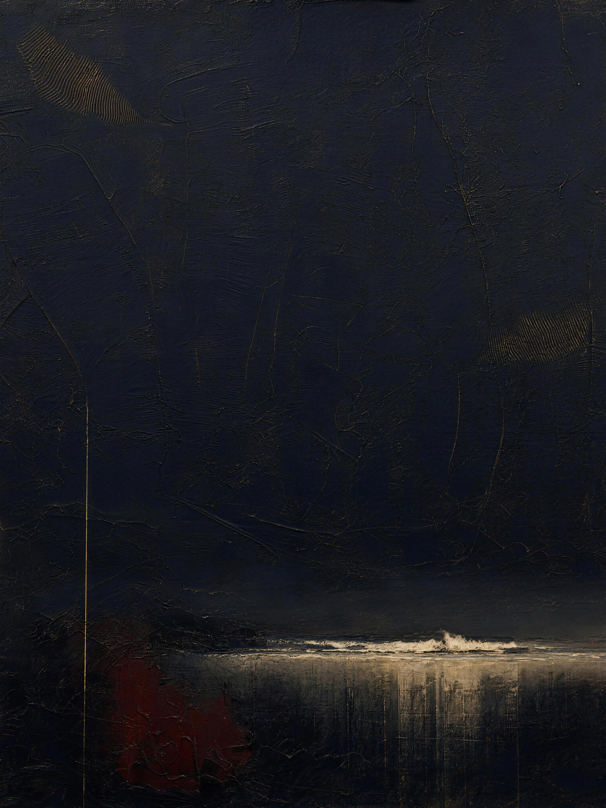 Wave III — Dark palette, 18 x 24 in float framed canvas