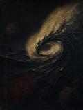 Wave IV — Dark palette, 18 x 24 in float framed canvas