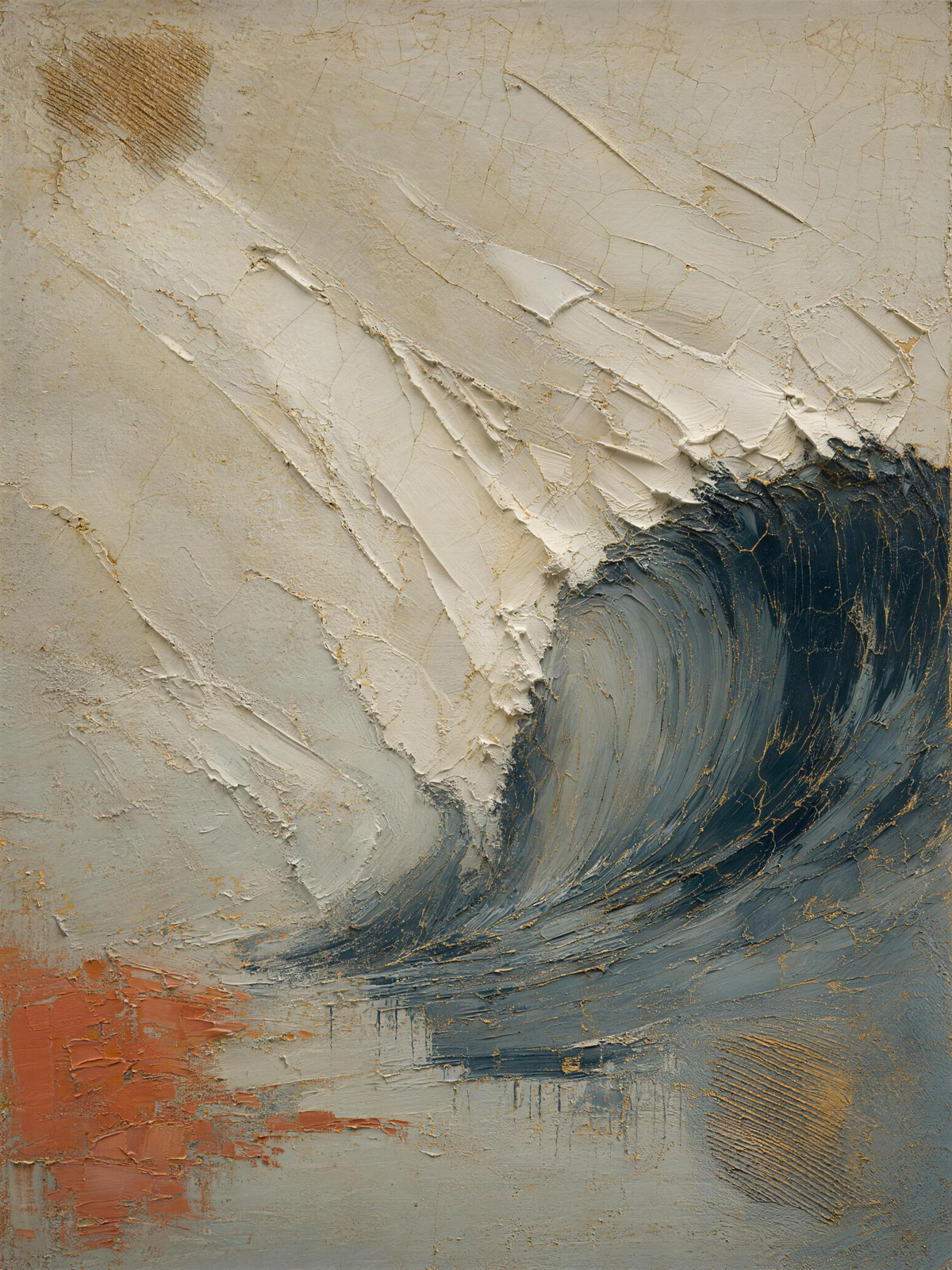 Wave IV — Light palette, 18 x 24 in float framed canvas